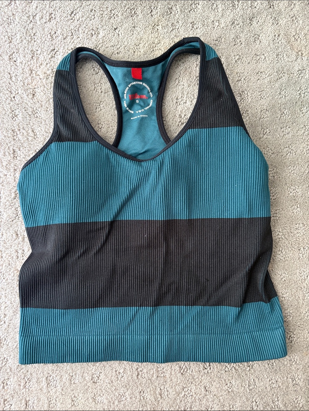 Wilson Teal and Black Striped Racerback Sports Tank